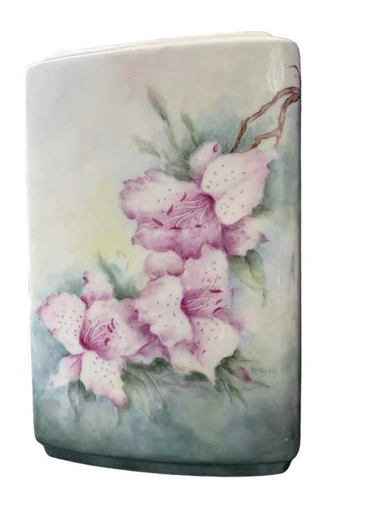 Other - Vintage Hand-Painted Pink Floral Porcelain pillow Vase By Painter Koehler